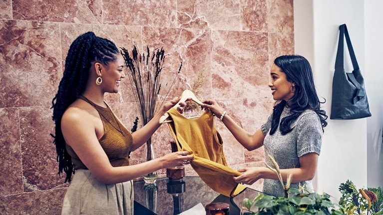 Black consumers in an apparel store